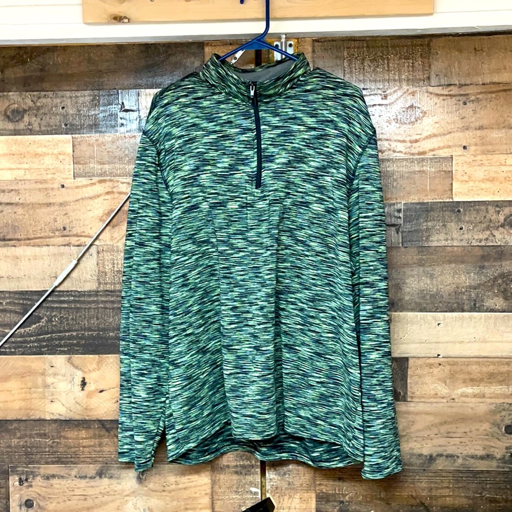 Green multi 1/4 zip pullover